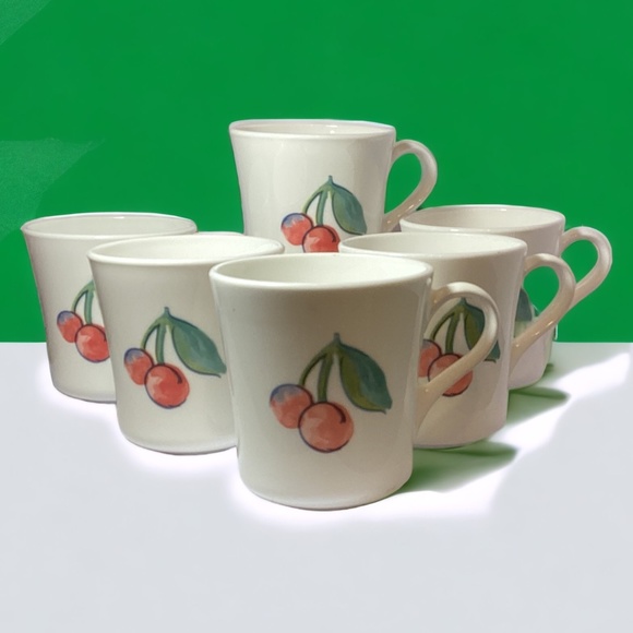 Vintage Corelle By Corning Mug Fruit Basket Apple And Cherries Six Mugs Cups - Picture 1 of 6